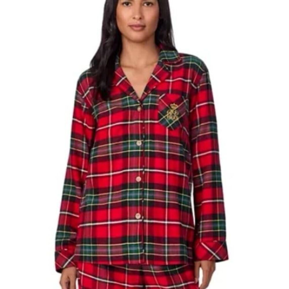 Ralph Lauren Plaid Tartan Christmas button down pajama top